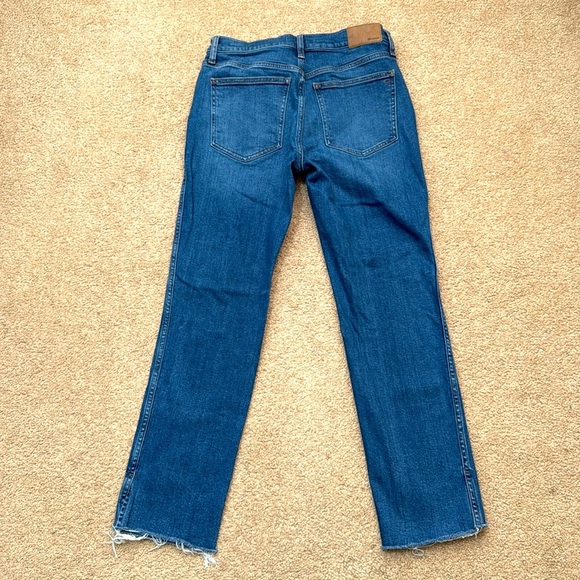 Madewell Mid Rise Stovepipe Slim Straight Leg Raw Hem Stretch Jeans Size 28P - Picture 3 of 9